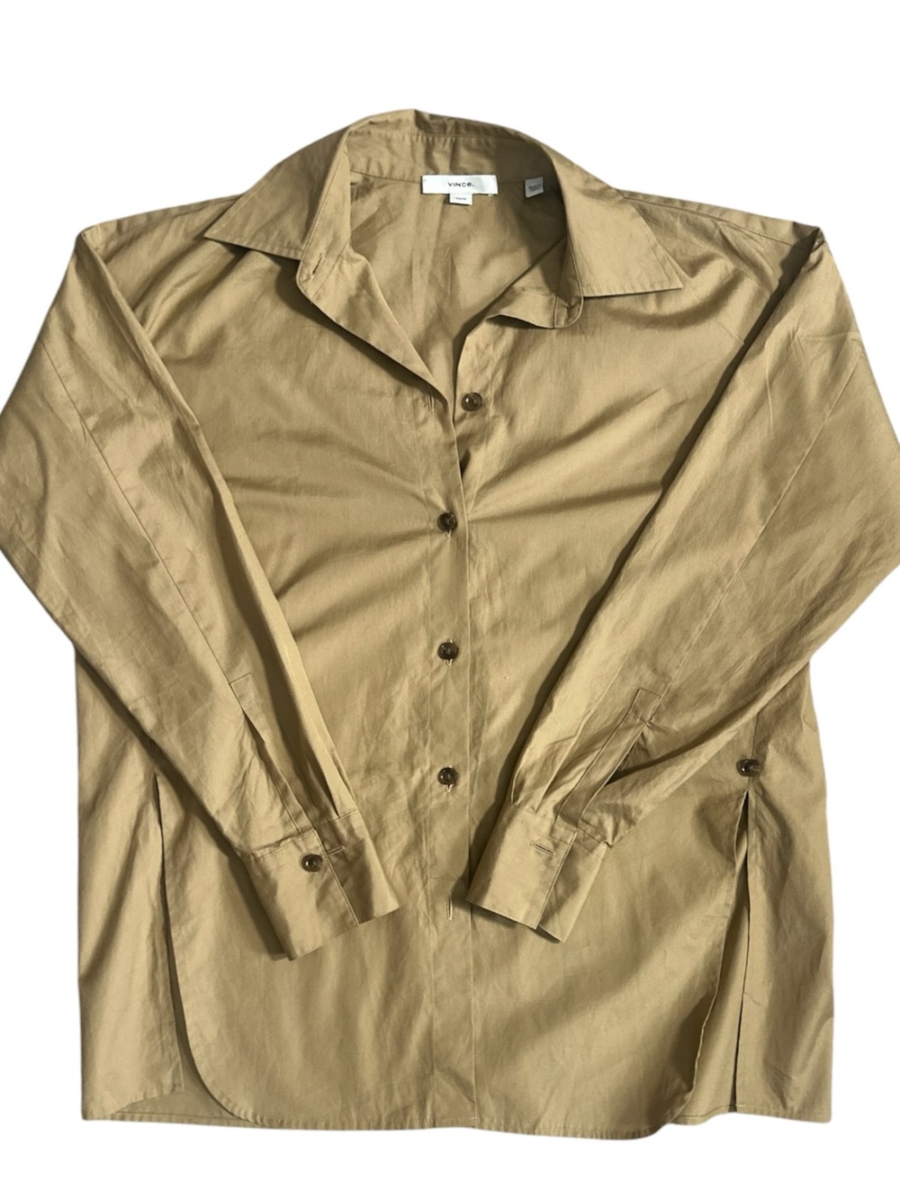Vince Button Down Shirt Dark Tan Size Extra Small